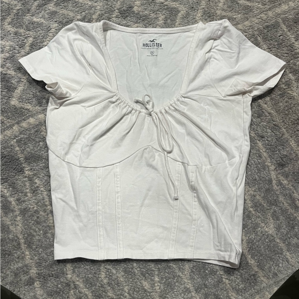 Hollister White Cropped Top- Size medium